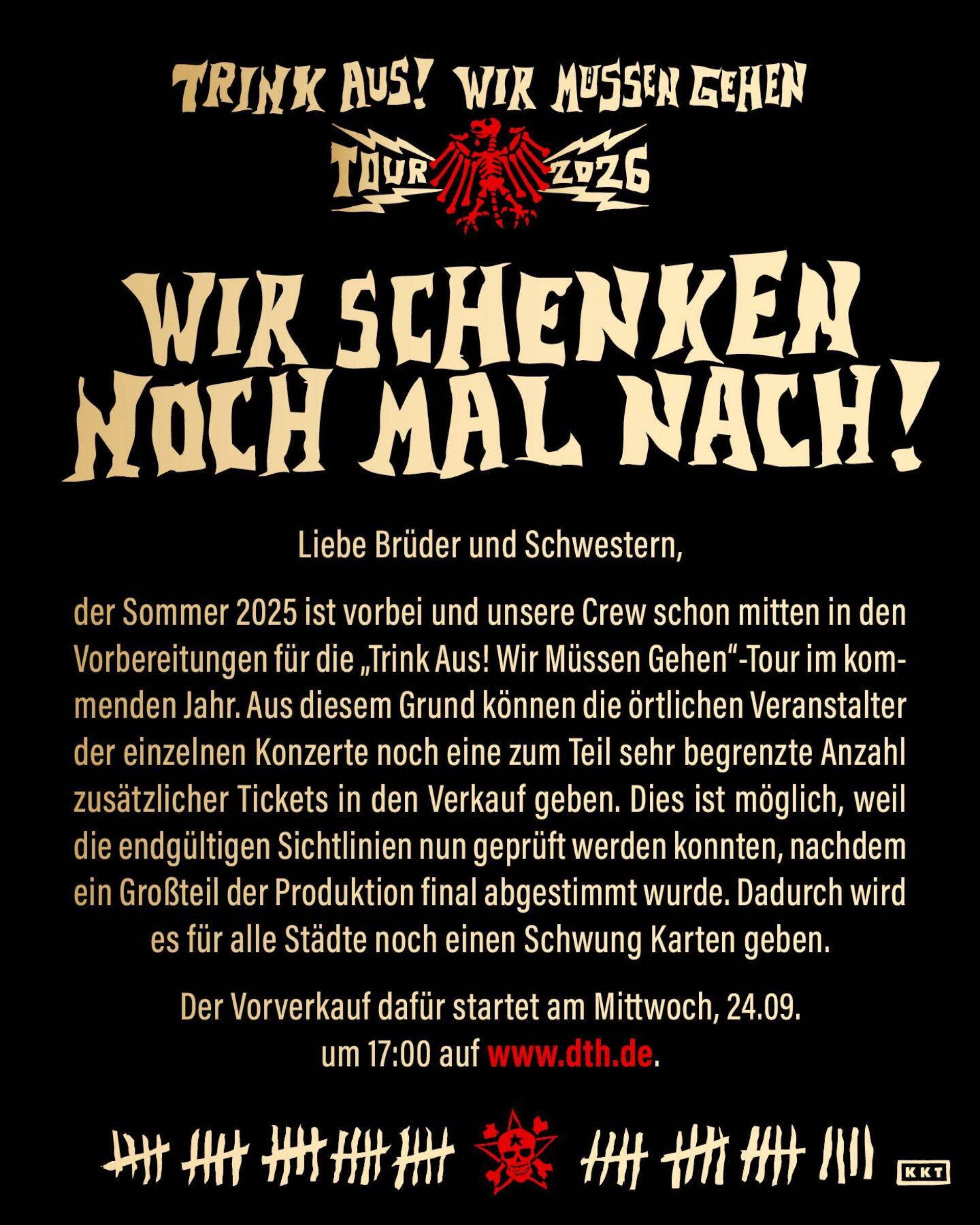 Es gibt noch einmal Karten für alle Städte!